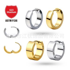G23 Titanium Flat Ear Cuff Earrings - ASTM F136 Ear Cuff for Cartilage Helix Tragus - Geometric Men Women Body Piercing Jewelry