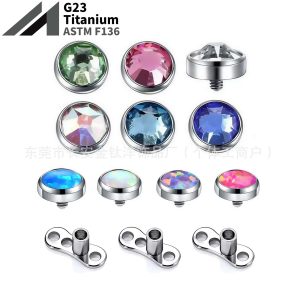 F136 Titanium Opal Anchor Flat Back Threaded Ear Cartilage Stud Piercing Jewelry