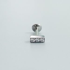 G23 Titanium Diamond Lip Labret Stud Internal Thread 1.2mm (16G) 5-12mm Flat Bottom Rod Piercing Jewelry F136