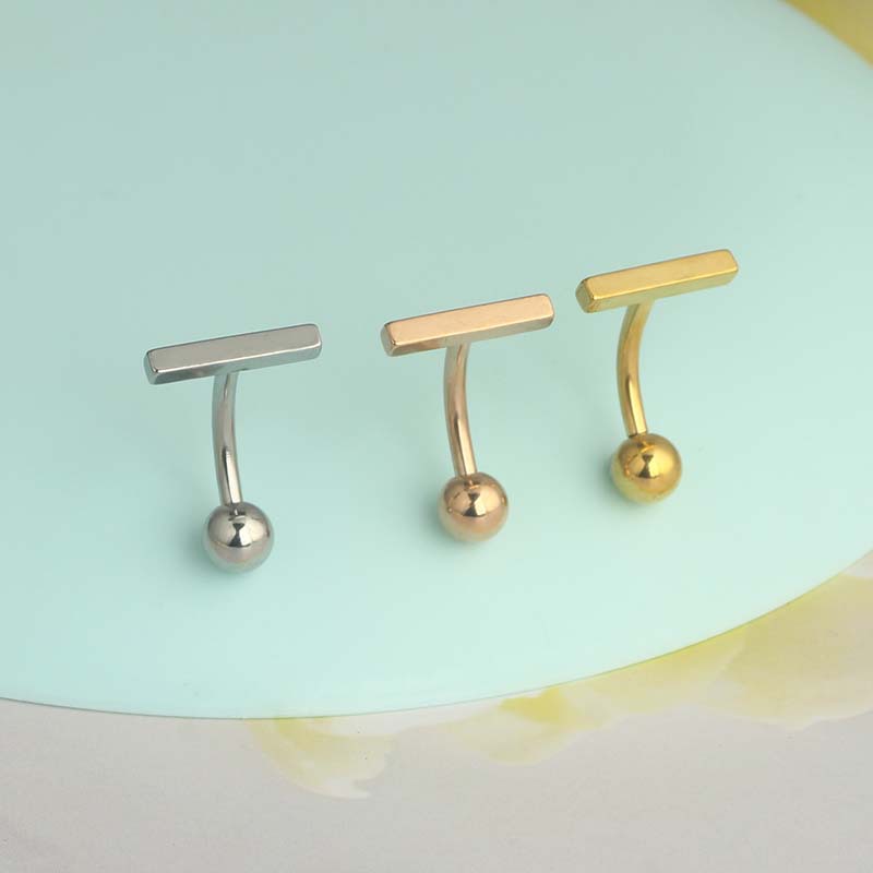 Rose Gold Simple Geometric Belly Button Ring Stainless Steel Navel Jewelry for Women - Image 2