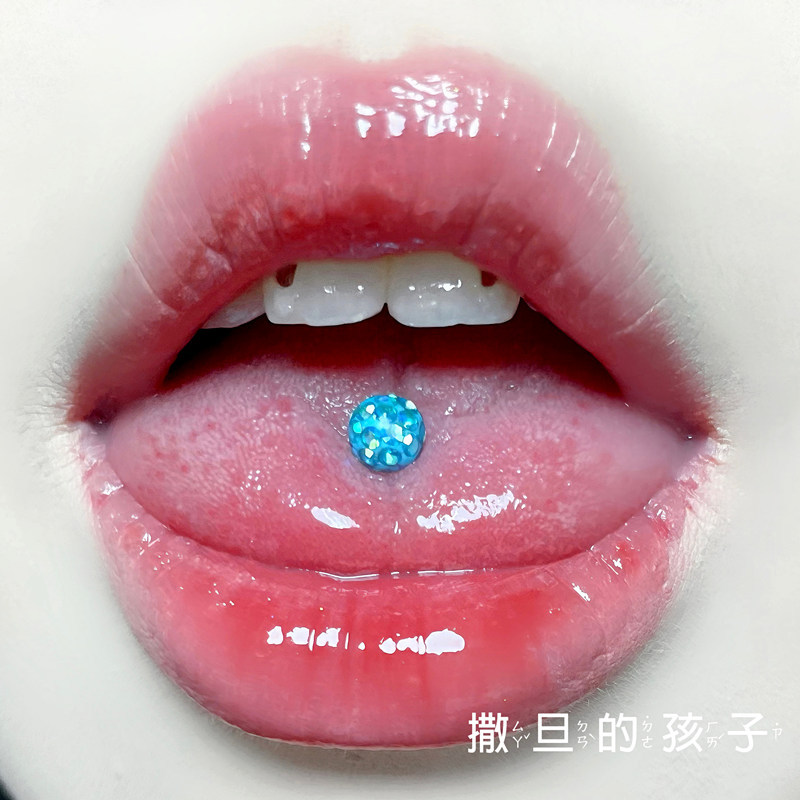 Smooth Comfort Non-Grinding Tongue Nail Flash Drill Internal Thread Titanium Steel Small Beads Tongue Nail Tongue Ring Puncture Tongue Nail New Product - Image 4