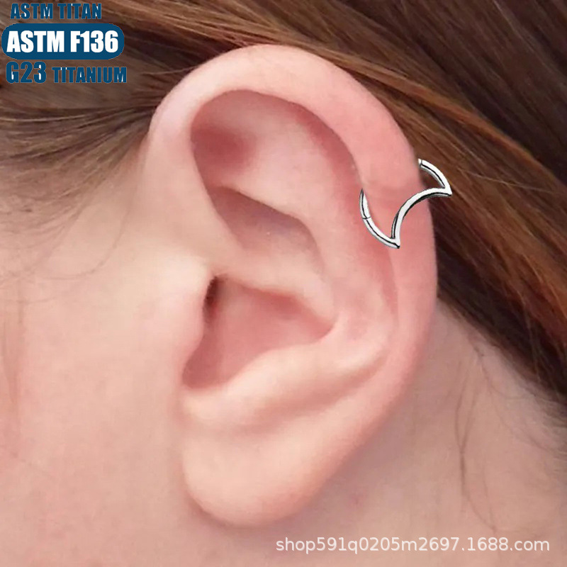 F136 Titanium Alloy Seamless Moon Nose Ring with CZ - Diamond Earring Tragus Septum Piercing Jewelry - Image 2