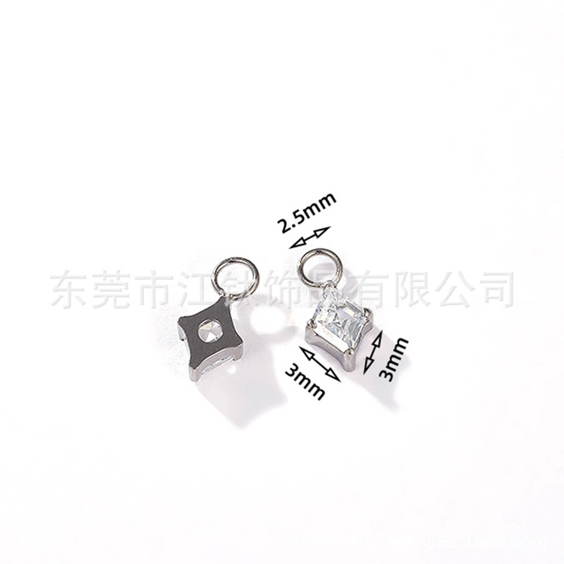 G23 Titanium Ear Bone Nail Welding Ring Rhombic Zircon Cross Body Piercing Running Earring - Image 2