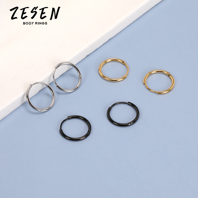 1.2mm Titanium Steel Circle Earring Stainless Steel Hoop Earring for Men Women Fashion - Image 3