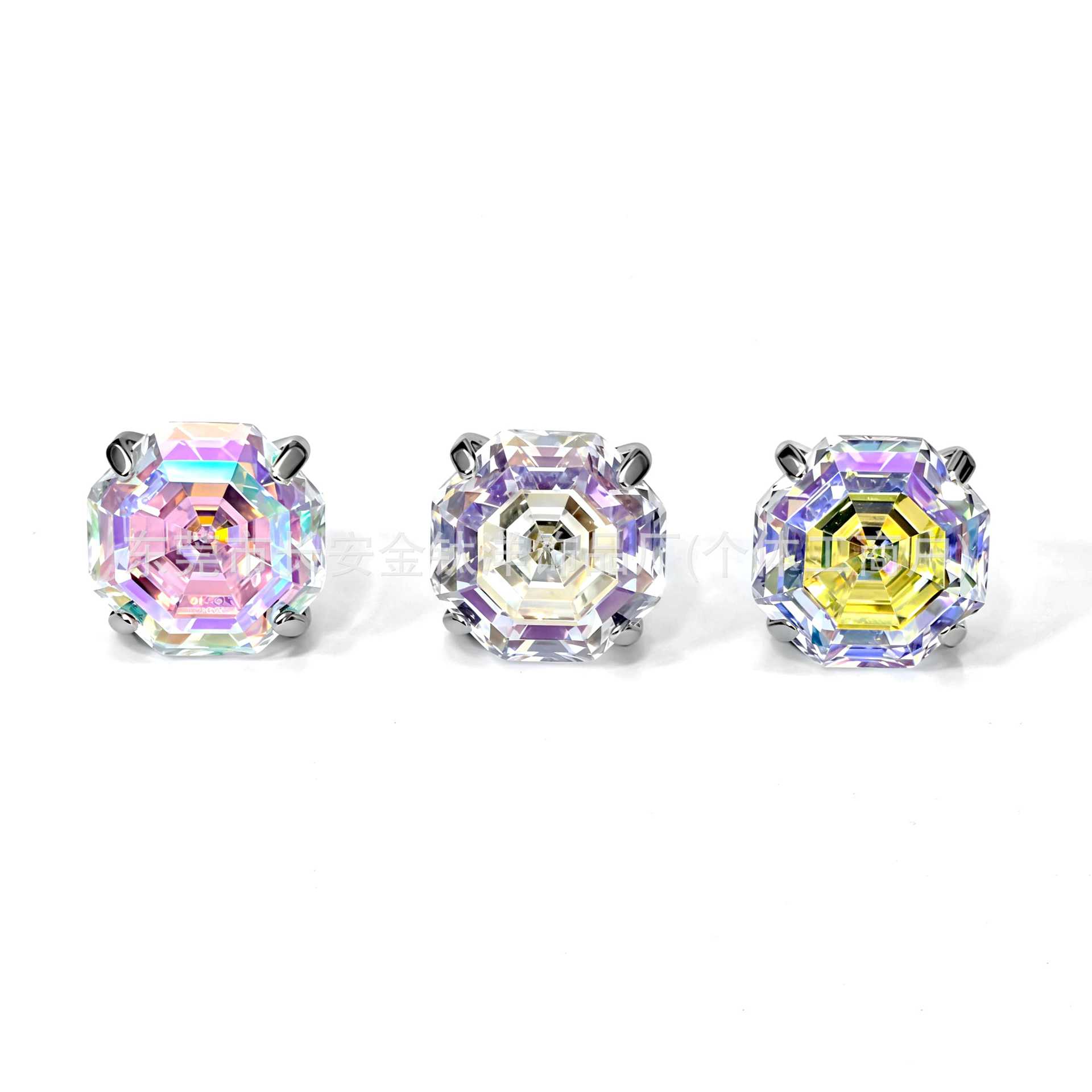 F136 Titanium Round Base Claw-Set Eight-Sided Ascher Cut Gradient Lip Stud Ear Stud Ear Bone Stud G23 Titanium Alloy Piercing Jewelry - Image 3