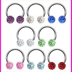 Gold Shambhala Ball Ear Studs Nose Nail Eyebrow Nail Lip Nail Ear Cartilage C Rod Non Allergic 316L Surgical Steel