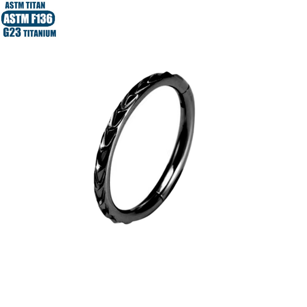 F136 Implant Grade Titanium Alloy Piercing Nose Ring Side Blossoms CNC Carved Nasal Septum Ring Conch Pierced Earrings - Image 4