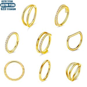 F136 Titanium Alloy Implant-Grade Nose Ring Zircon Earrings Seamless Ring Nose Ring Fashion Jewelry Septum Piercing Ear Bone Ring