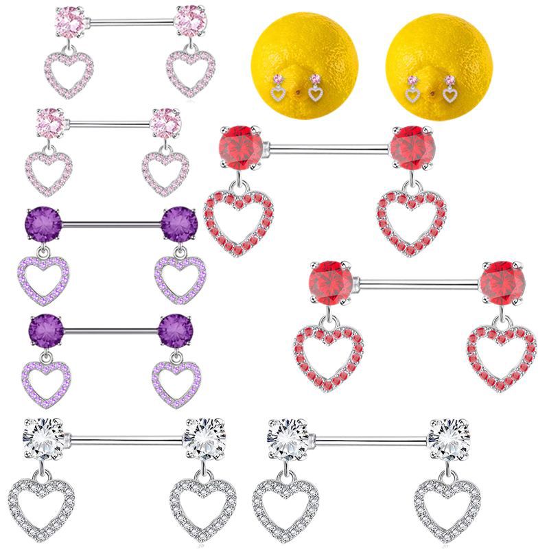 Heart Shaped Stainless Steel Nipple Ring Simple Geometric Body Piercing Jewelry for Daily Wear Pair - Image 5