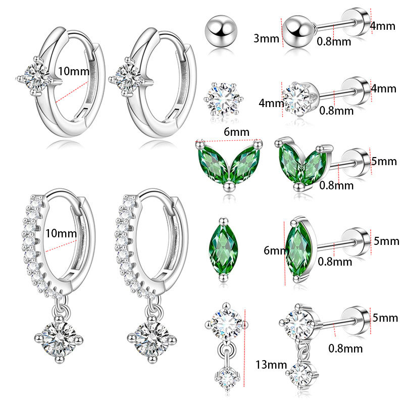 Geometric Gold CZ Hoop Earrings Stainless Steel Ear Bone Stud Fashion Jewelry Wholesale - Image 5