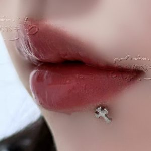 Satan's Children Snow Mountain Cross Lip Piercing Labret Stud - 16mm Length 1.2mm Gauge for Drinking Allowed Lip Ring Lip Stud