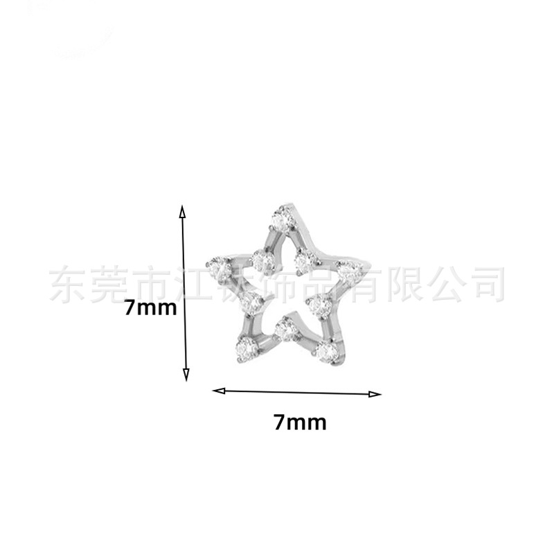 Star Inlaid Zircon G23 Titanium Alloy Ear Cartilage Stud Earring Hollow Star Design Body Piercing Jewelry - Image 3