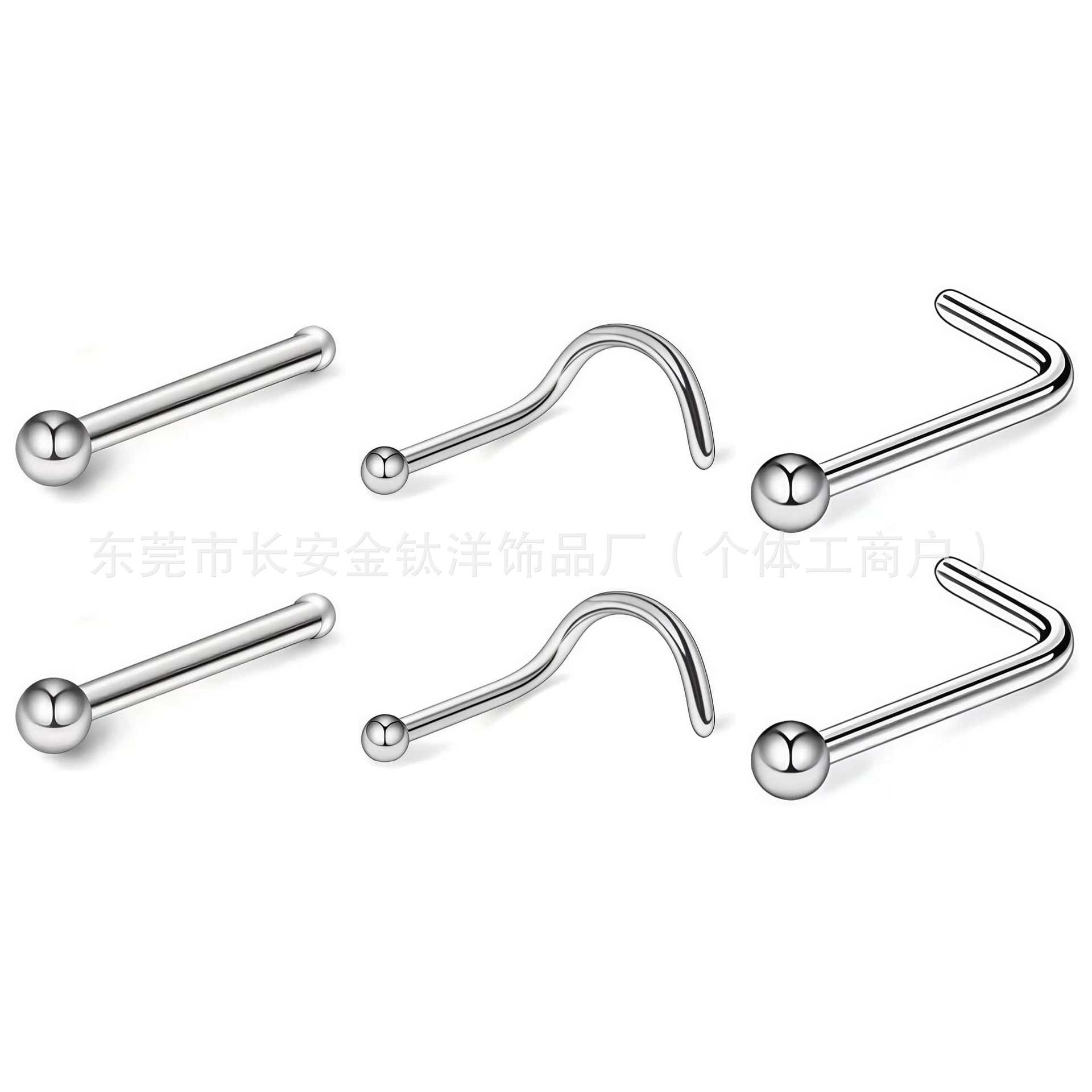 F136 Titanium Ball Pin L-Shaped 7-Shaped Lip Nose Ring Septum G23 Titanium Alloy Piercing Jewelry - Image 5