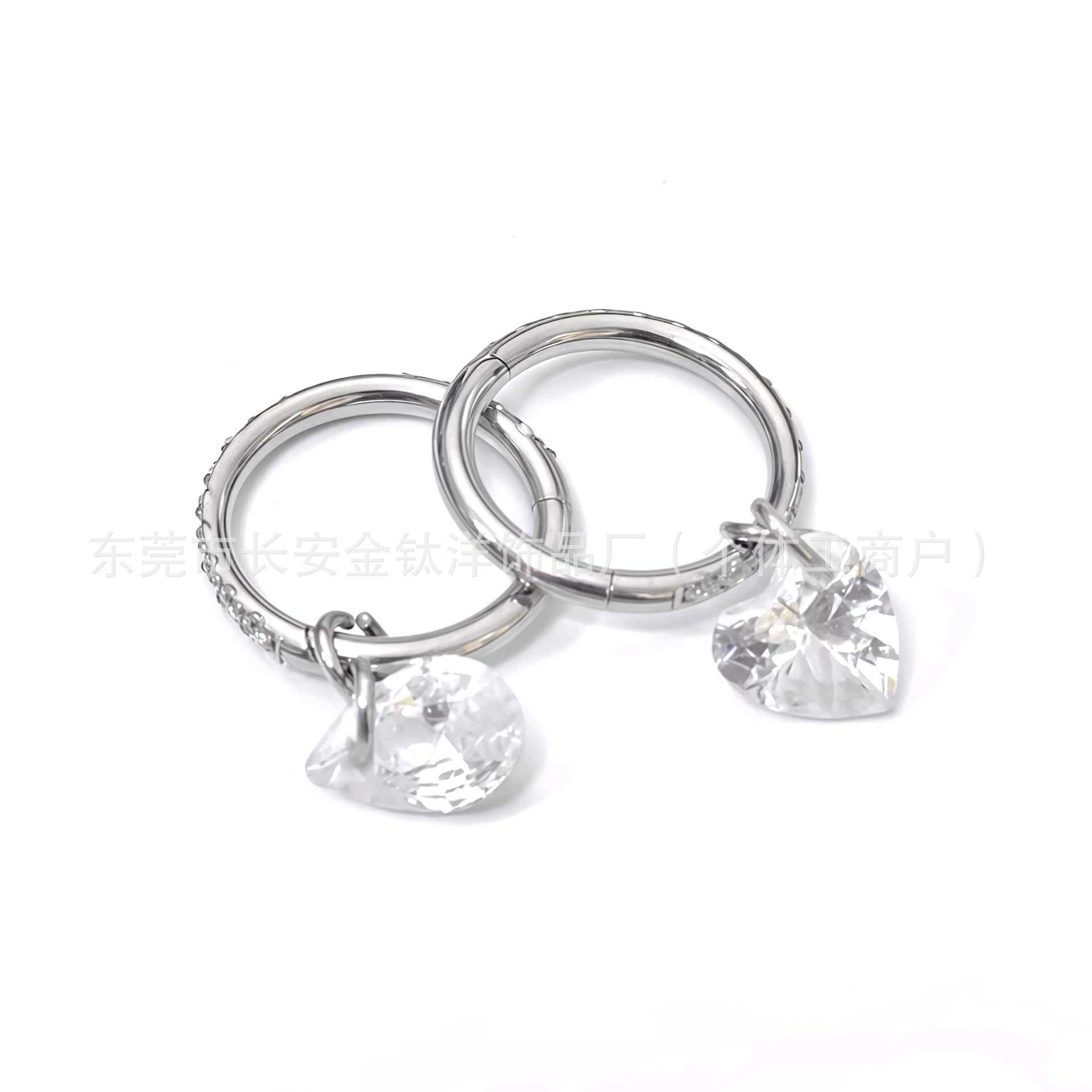 F136 Titanium Inlaid Pendant with Diamonds Closed Ring Lip Nail Nose Nail Ear Nail Ear Bone Nail G23 Titanium Alloy Piercing Jewelry - Image 3
