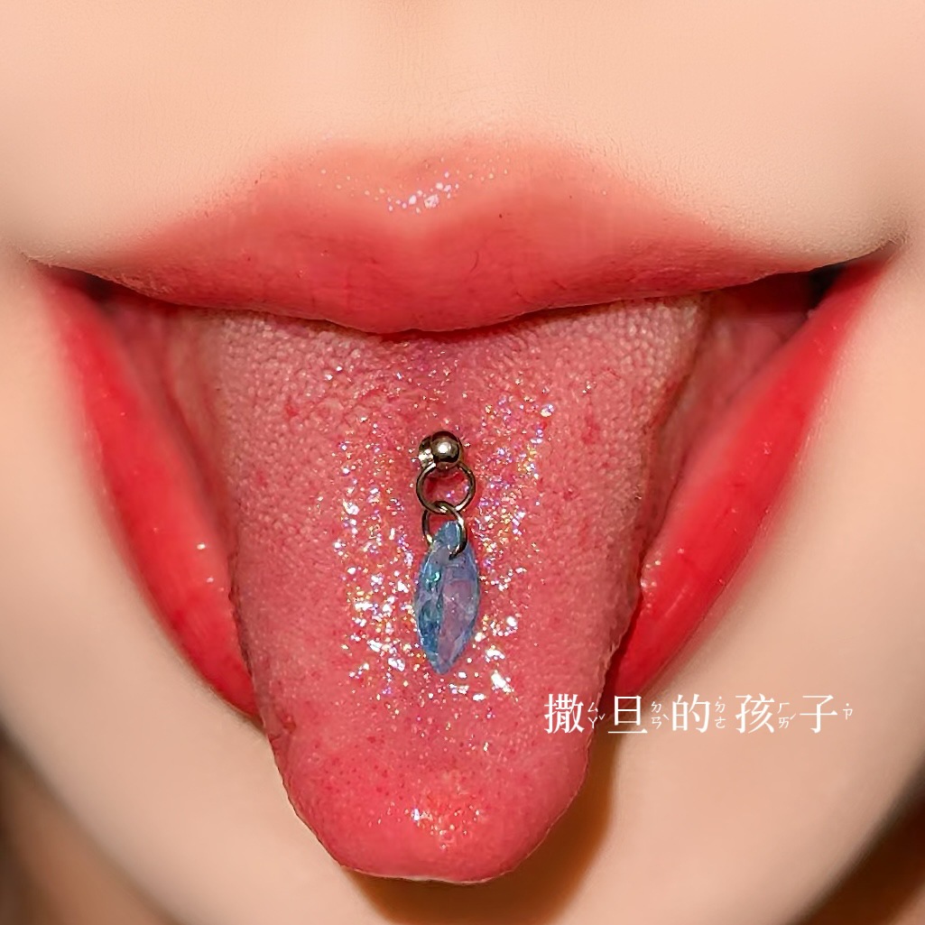 Satan's Child Xiao Sa Recommended F136 Implantable Titanium Alloy Tongue Barbell, Comfortable for Drinking, Pink 16mm - Image 3