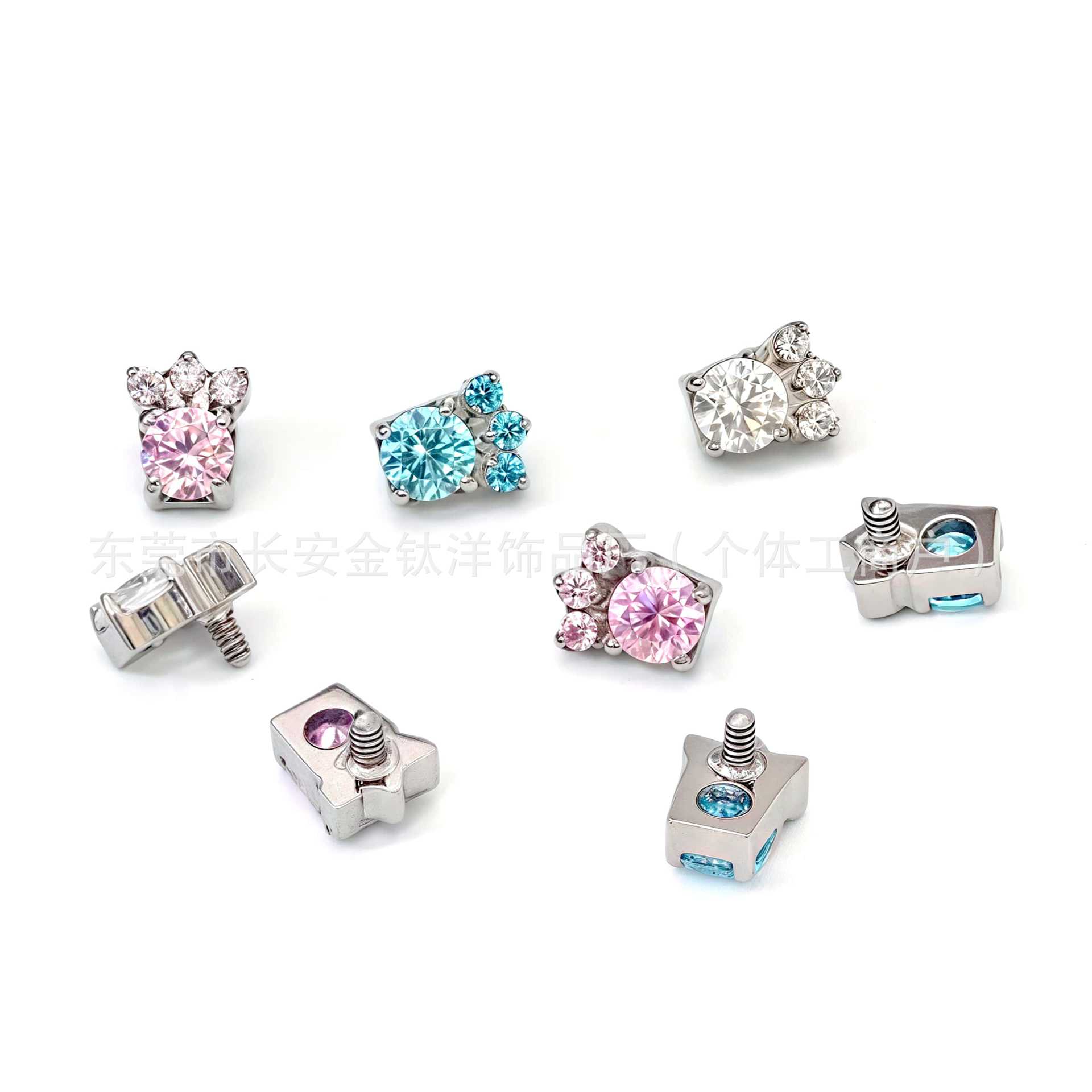 F136 Titanium Internal Thread Cat Claw Zircon Earring Lip Nail Ear Bone Nail G23 Titanium Alloy Body Piercing Jewelry 1.2x14mm - Image 4