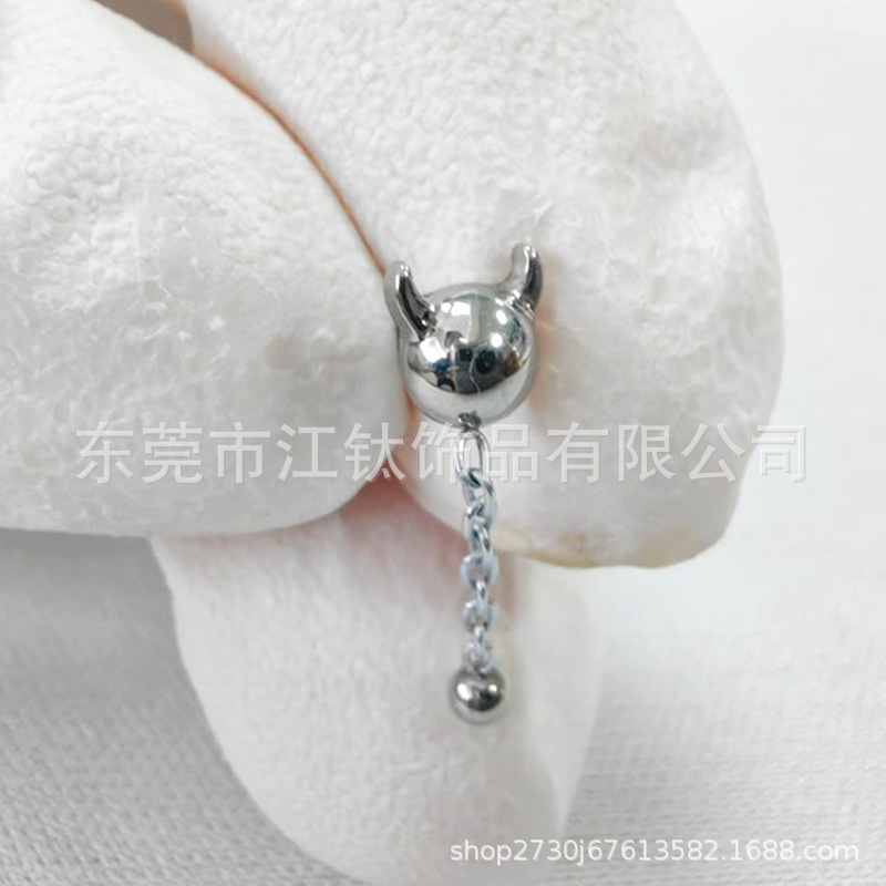G23 Titanium Deviruchi Horn Pendant Ear Bone Nail Cartilage Earring - ASTM F136 - Image 4