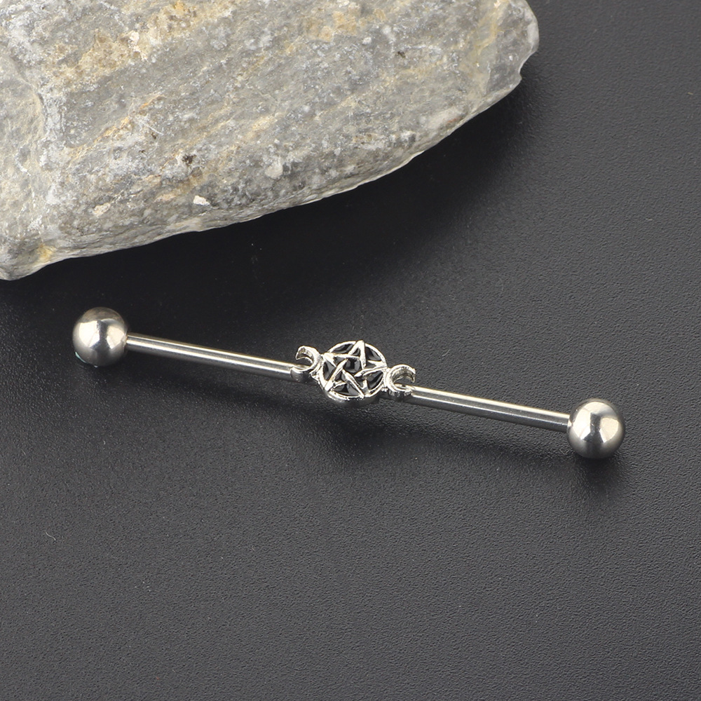 Stainless Steel Industrial Barbell Piercing Ear Stud - Cartilage Helix Tragus Body Jewelry - Image 3
