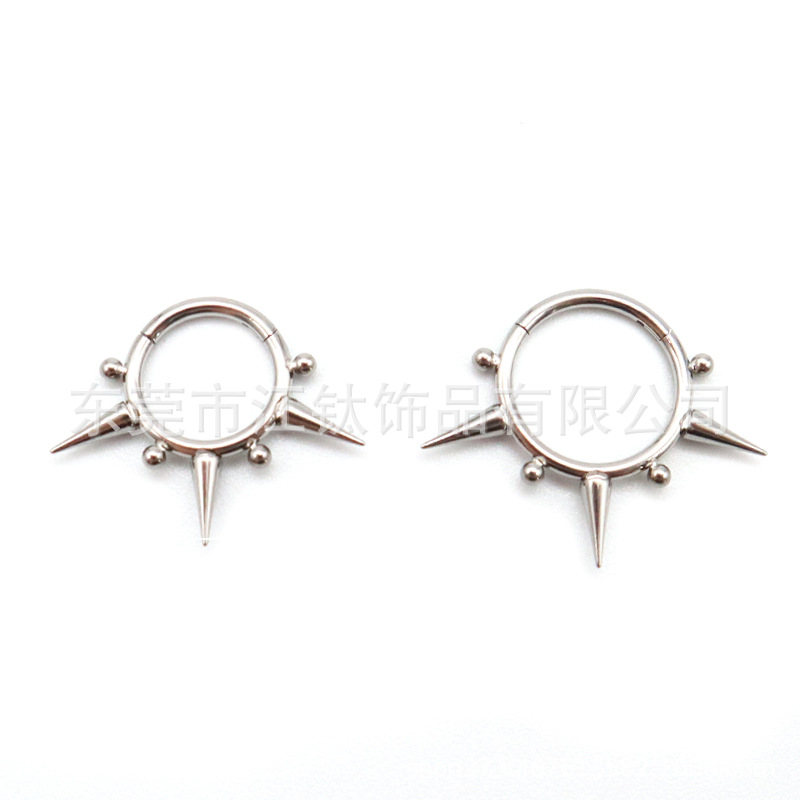 F136 Titanium Nose Ring Welded Sharp Cone Ball Closed Nose Jewelry G23 Titanium Alloy Body Piercing - Image 3
