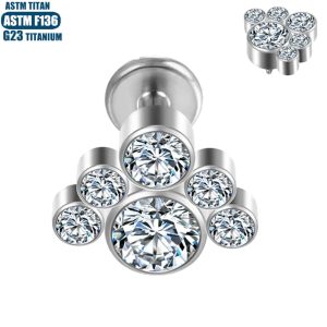 F136 Titanium Lip Ring Zircon Piercing Jewelry Inner Teeth Thread Tracing Pierced Earring Ring