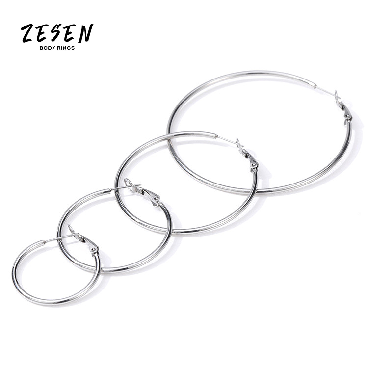 European American Elegant Face-Slimming Metal Earrings Exaggerated Large Hoop Earrings Titanium Steel Earrings Wholesale - Image 5