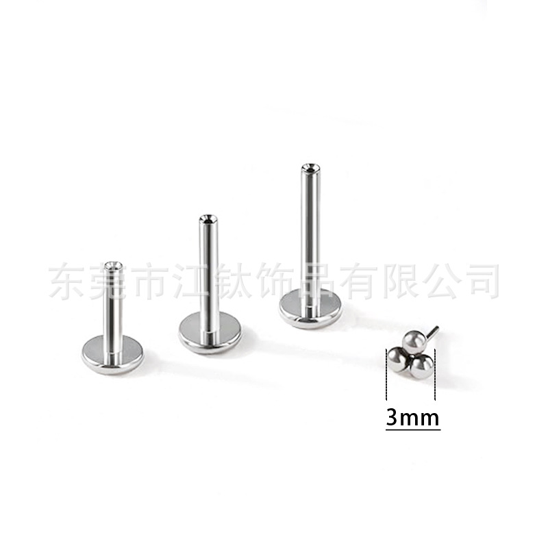 G23 Titanium Lip Nail Three Ball Ear Stud - ASTM F136 Body Piercing Jewelry Ear Cartilage Stud - Image 4