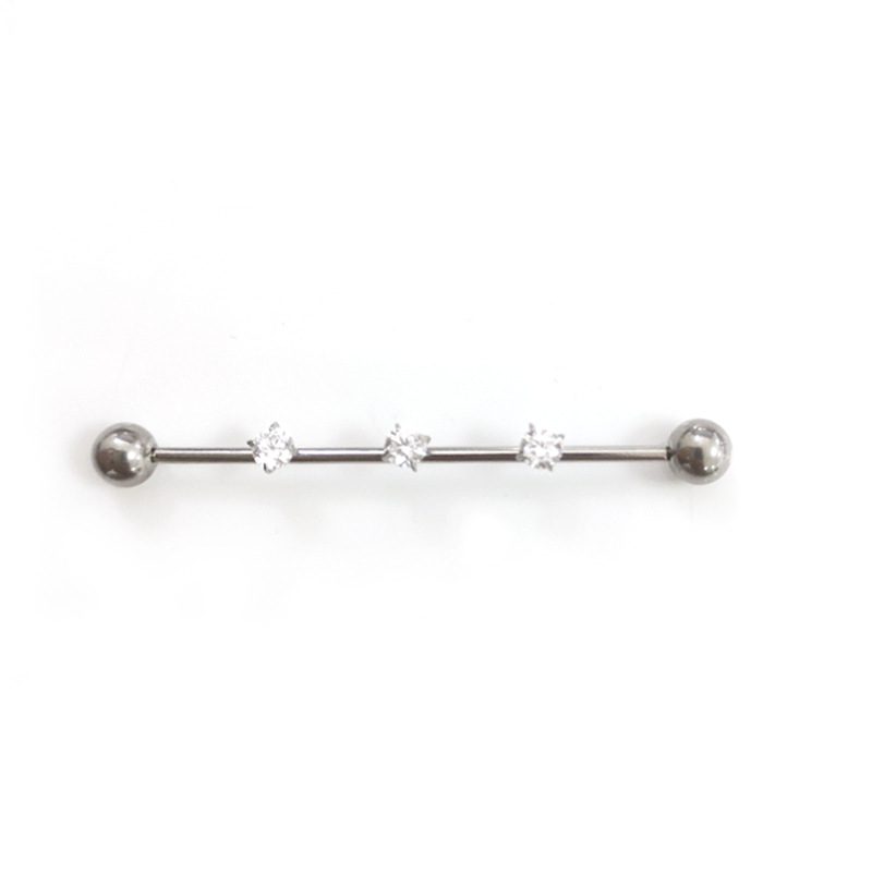 16G Ear Bridge Double Hole Zircon G23 Titanium Alloy Ear Piercing Jewelry Cartilage Barbell Threaded Earrings - Image 5