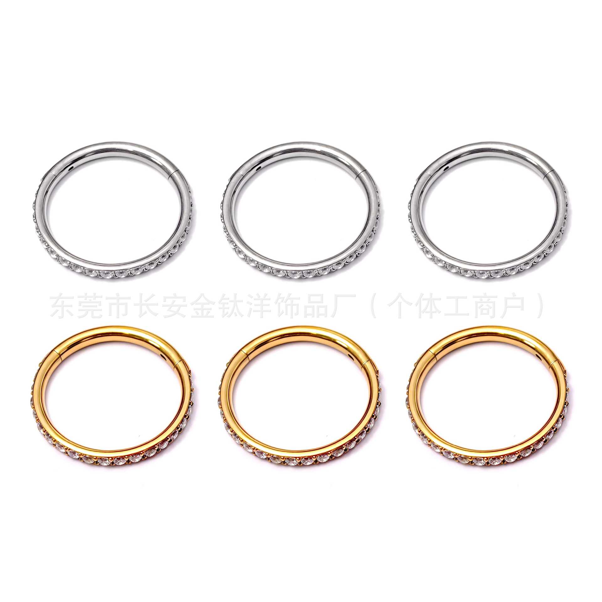 F136 Titanium Side Half-Set Diamond Closed Ring Seamless Ring Lip Ring Nose Ring Earrings G23 Titanium Alloy Piercing Jewelry - Image 5