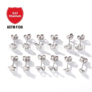 G23 Titanium Love Star Cartilage Earring Butterfly Buckle Ear Stud