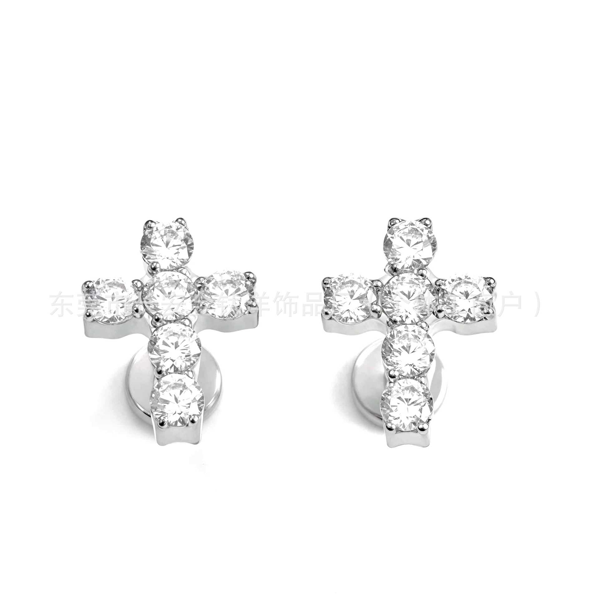 F136 Titanium Cross Inlaid 5A Zircon Ear Stud Ear Bone Nails Cochlear Nails Body Piercing Jewelry - Image 2