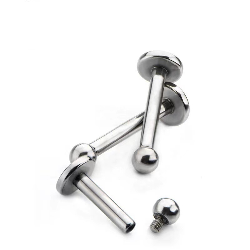 G23 Titanium Inner Teeth Lip Nail 6-14mm Ball Tongue Nail Flat Bottom Rod Earring Nail Titanium Alloy Body Puncture Jewelry - Image 2