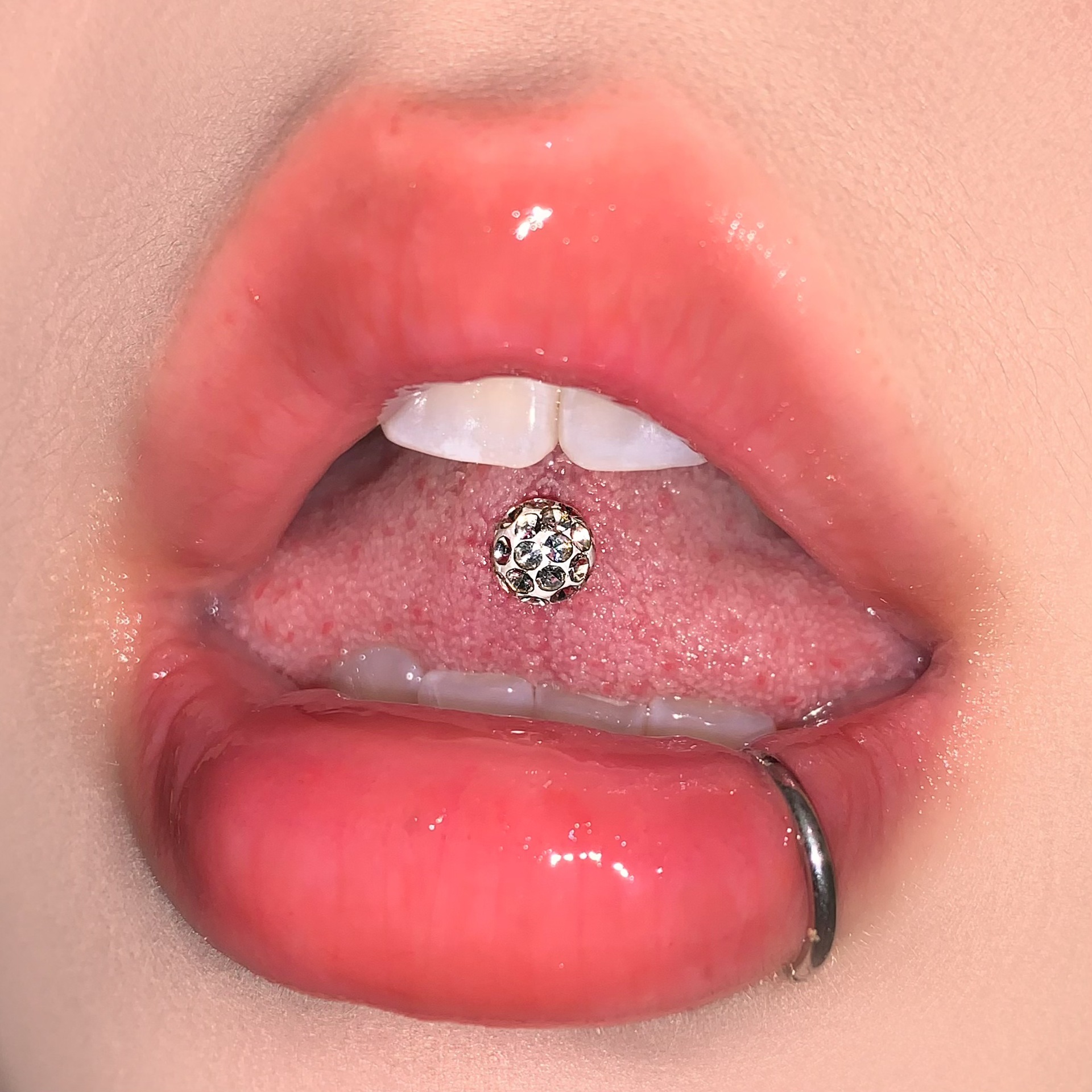 Purple Mud Ball Tongue Barbell 316L Surgical Steel Externally Threaded 20mm Length 1.6mm Thick Drinkable Trendy Piercing Jewelry for Women - Image 5