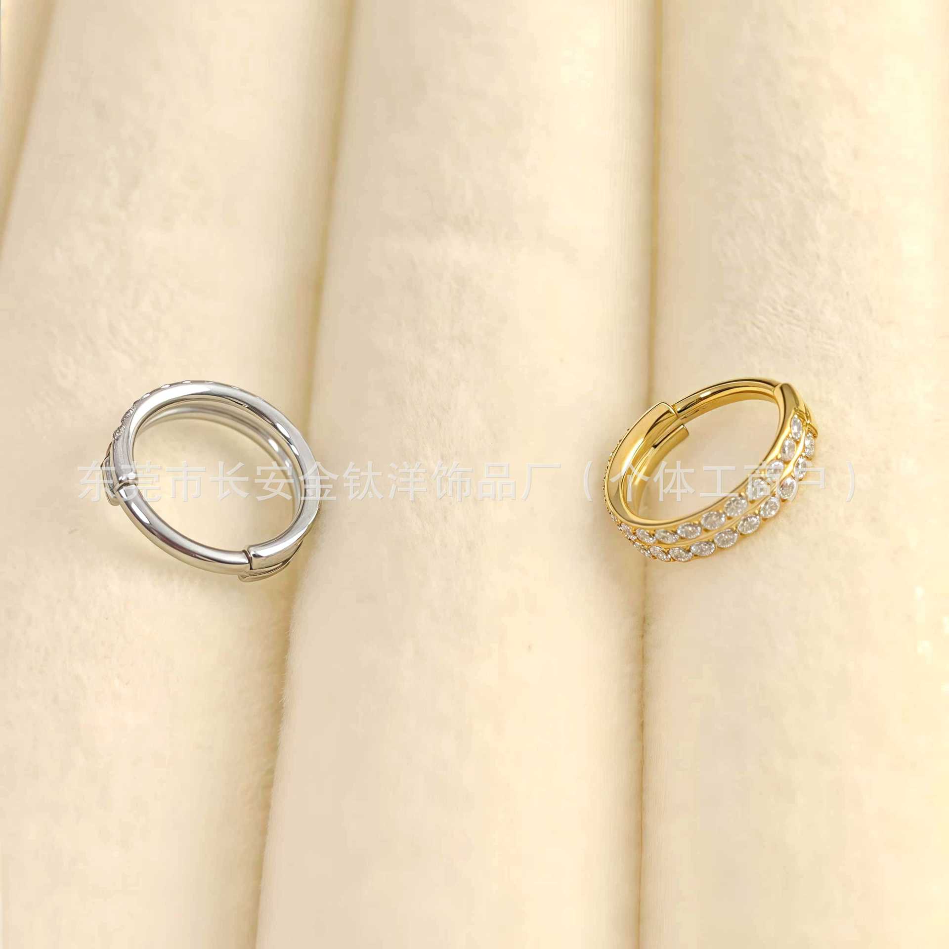 F136 Titanium Double-Layer Half-Studded Diamond Closed Ring Seamless Hoop Earrings Nose Ring Earrings G23 Titanium Alloy Piercing Jewelry - Image 4