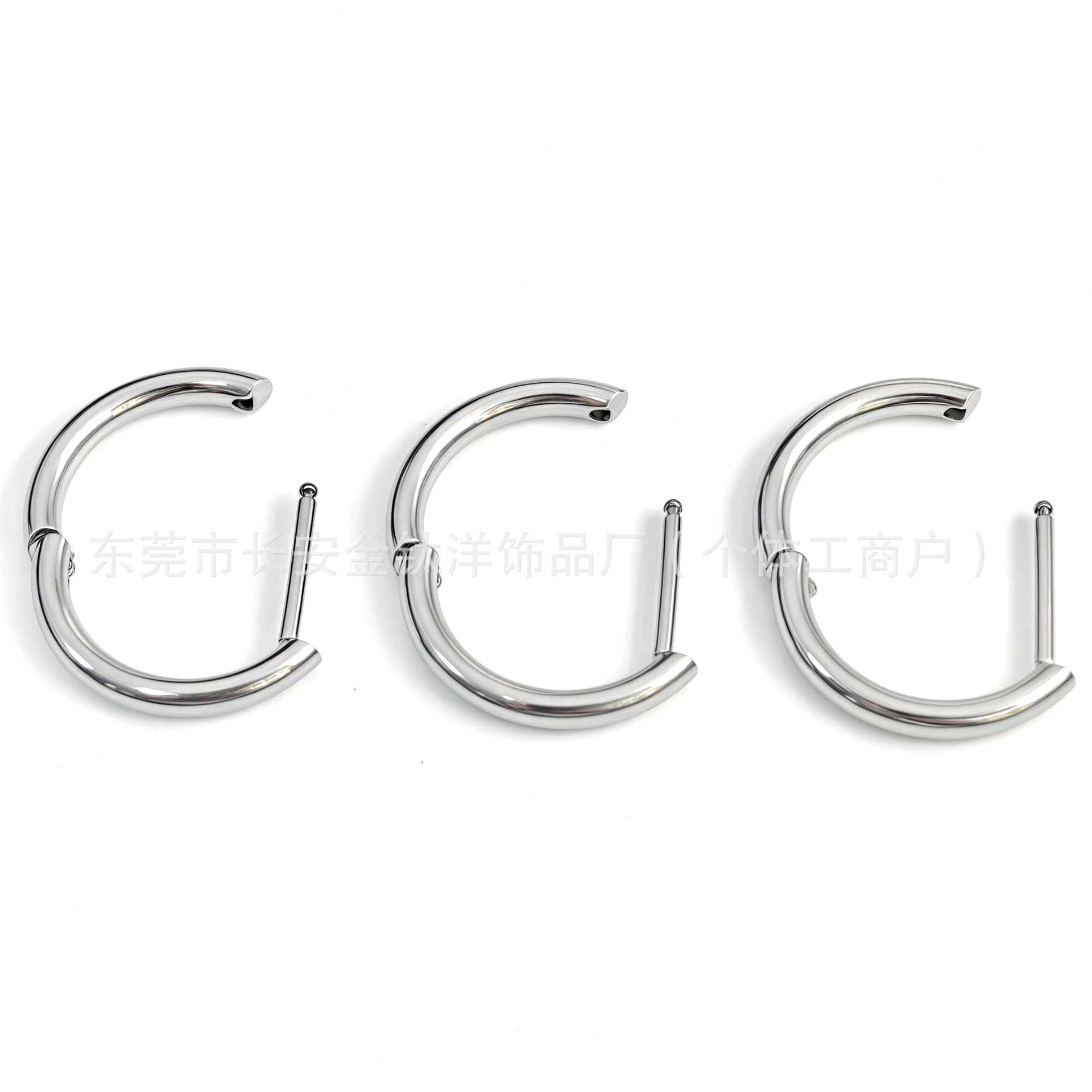 F136 Titanium Straight Needle D-Type Earrings, Ear Hoops, Nose Rings, Lip Rings, Closed Ear Bone Rings, Body Piercing Jewelry - Image 2