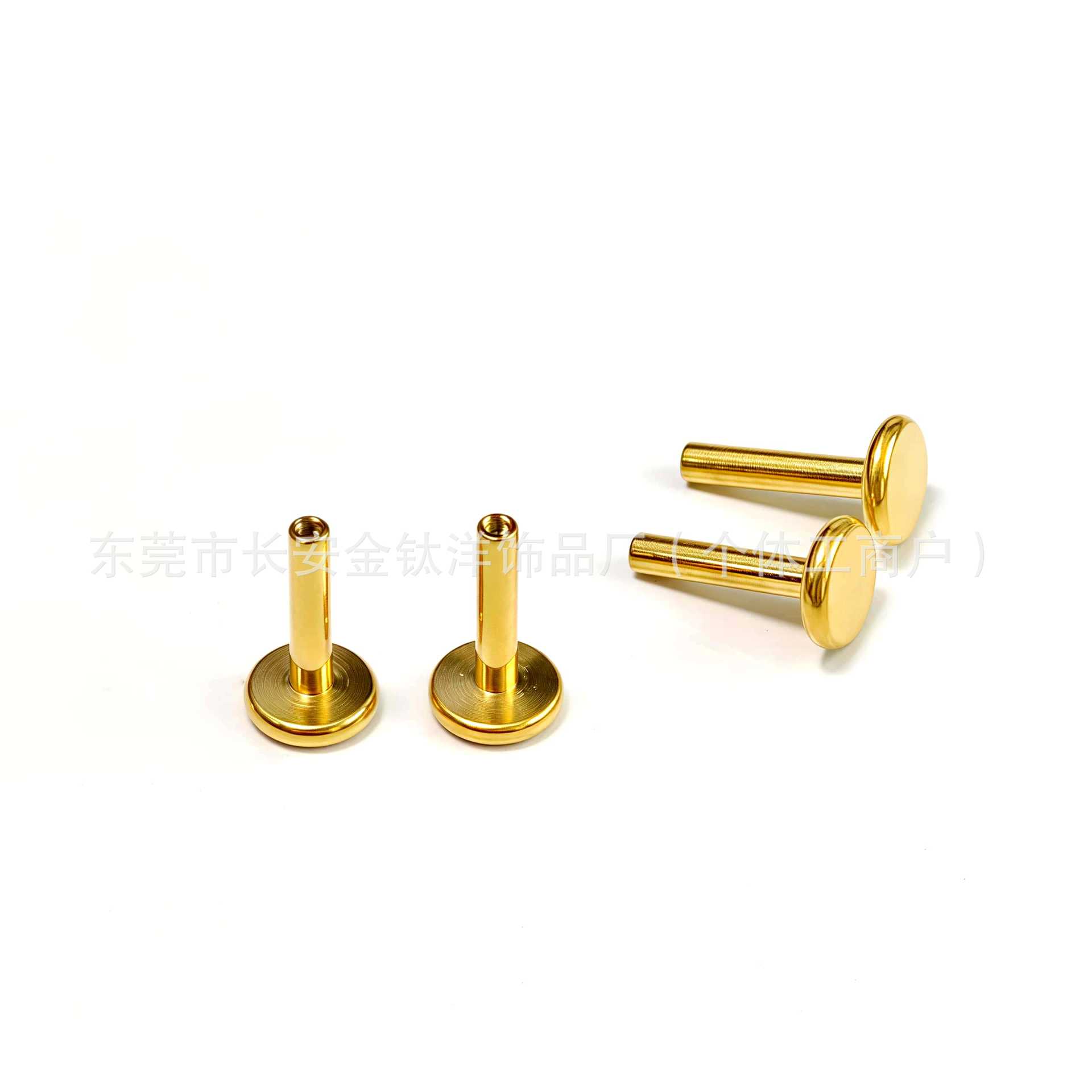 F136 Titanium 18K Gold Plated Internal Thread Labret Stud Flat Bottom Rod Body Piercing Jewelry - Image 4