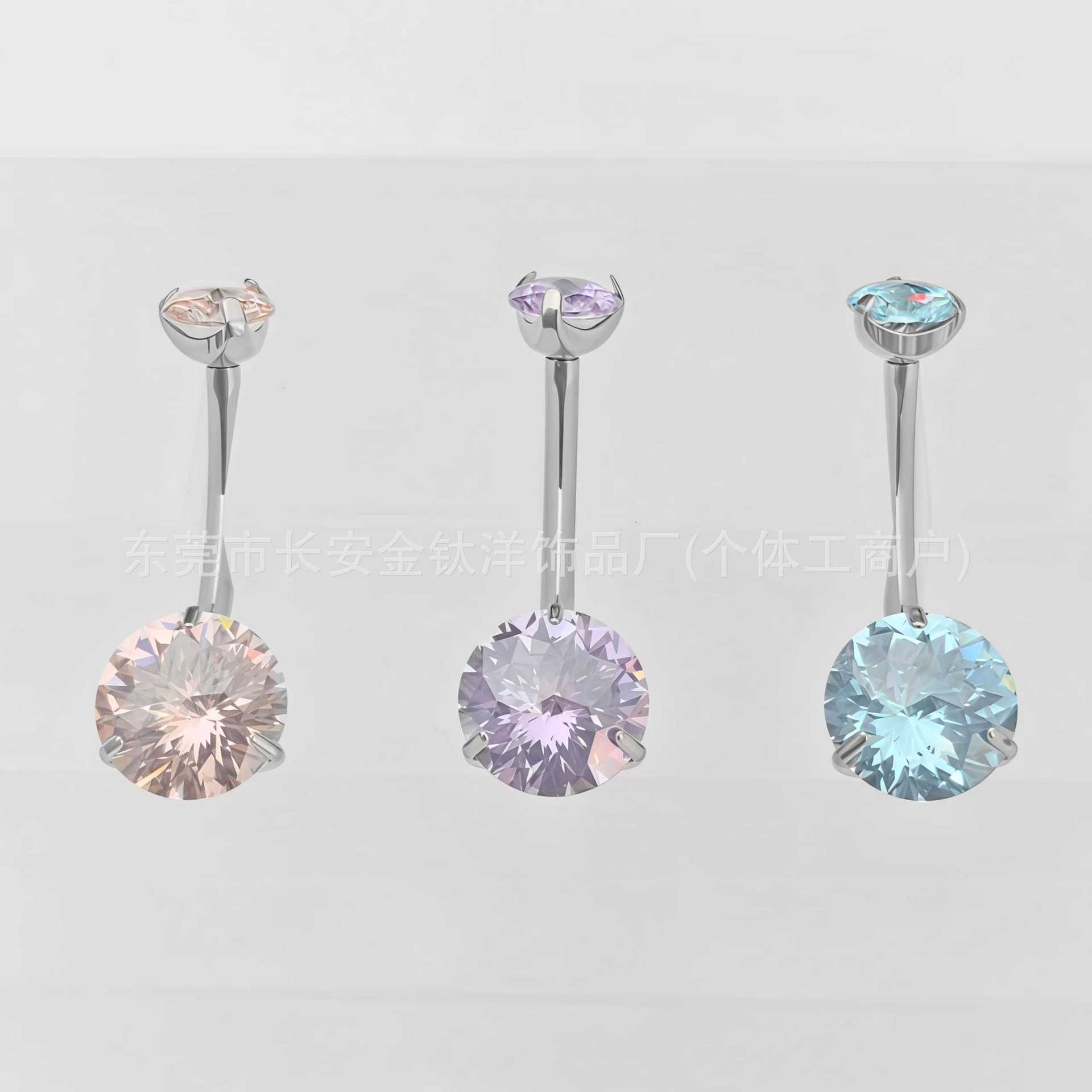 F136 Titanium Internally Threaded Zirconia Curved Barbell Belly Button Ring G23 Titanium Alloy Body Piercing Jewelry - Image 4