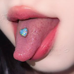 Satan's Child London Blue Opal Tongue Barbell 16mm Bar 1.6mm Thick Drinkable Tongue Ring