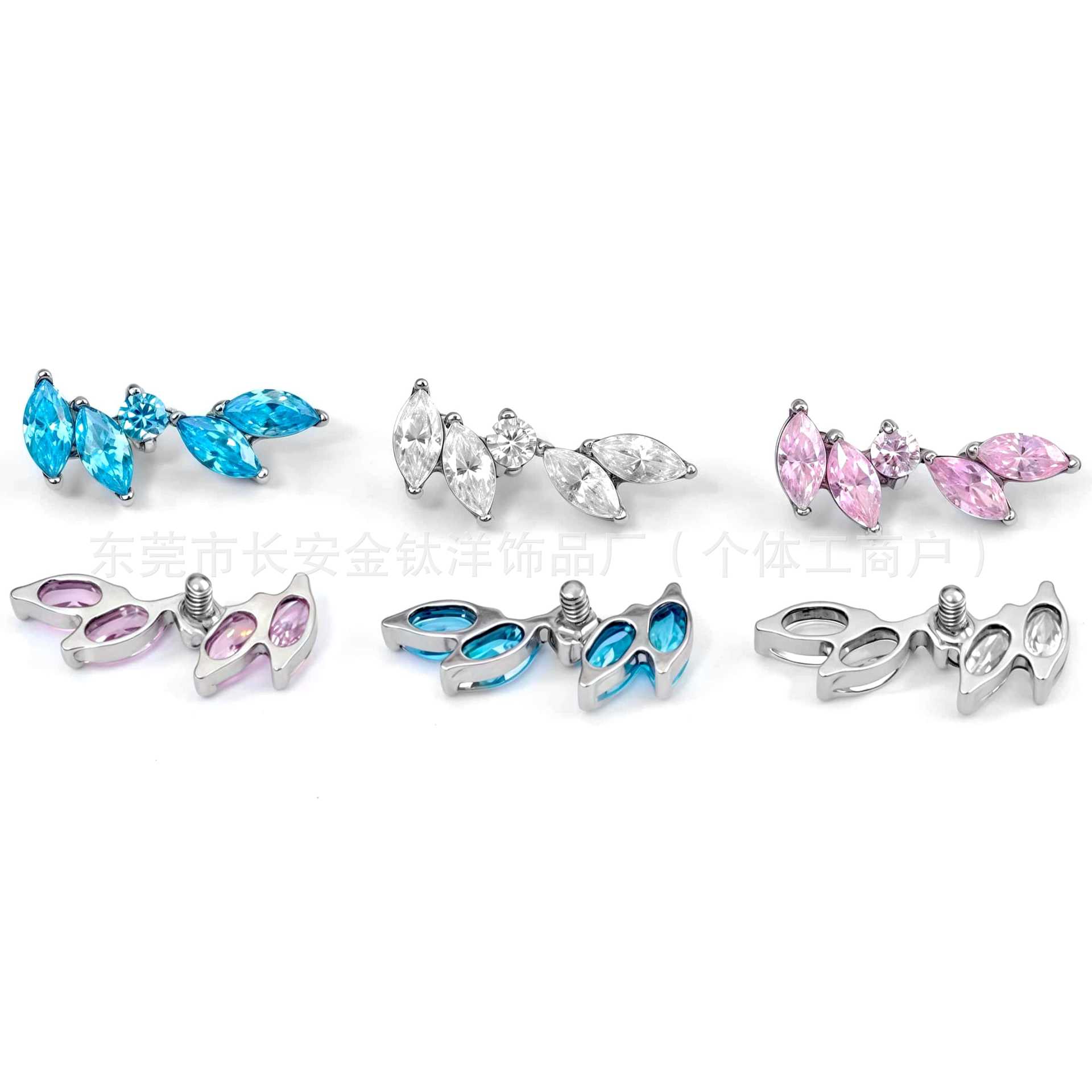 Titanium Horse Eye Leaf Zircon Lip Nail Nose Nail Ear Nail G23 Alloy Piercing Jewelry Ear Bone Nail Cochlear Nail - Image 5