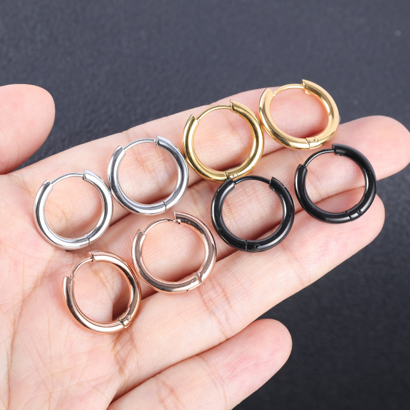 High Quality 316L Surgical Steel Round Wire Earrings Circle Earrings for Men and Women Rainbow Color - Image 4