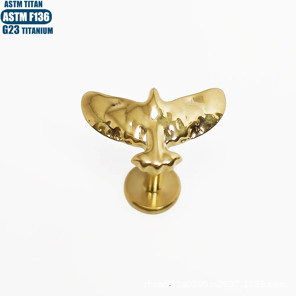 F136 Titanium Alloy Inner Spiral Piercing Earrings Pigeon Cat Shape Lip Nail Body Jewelry - Image 3