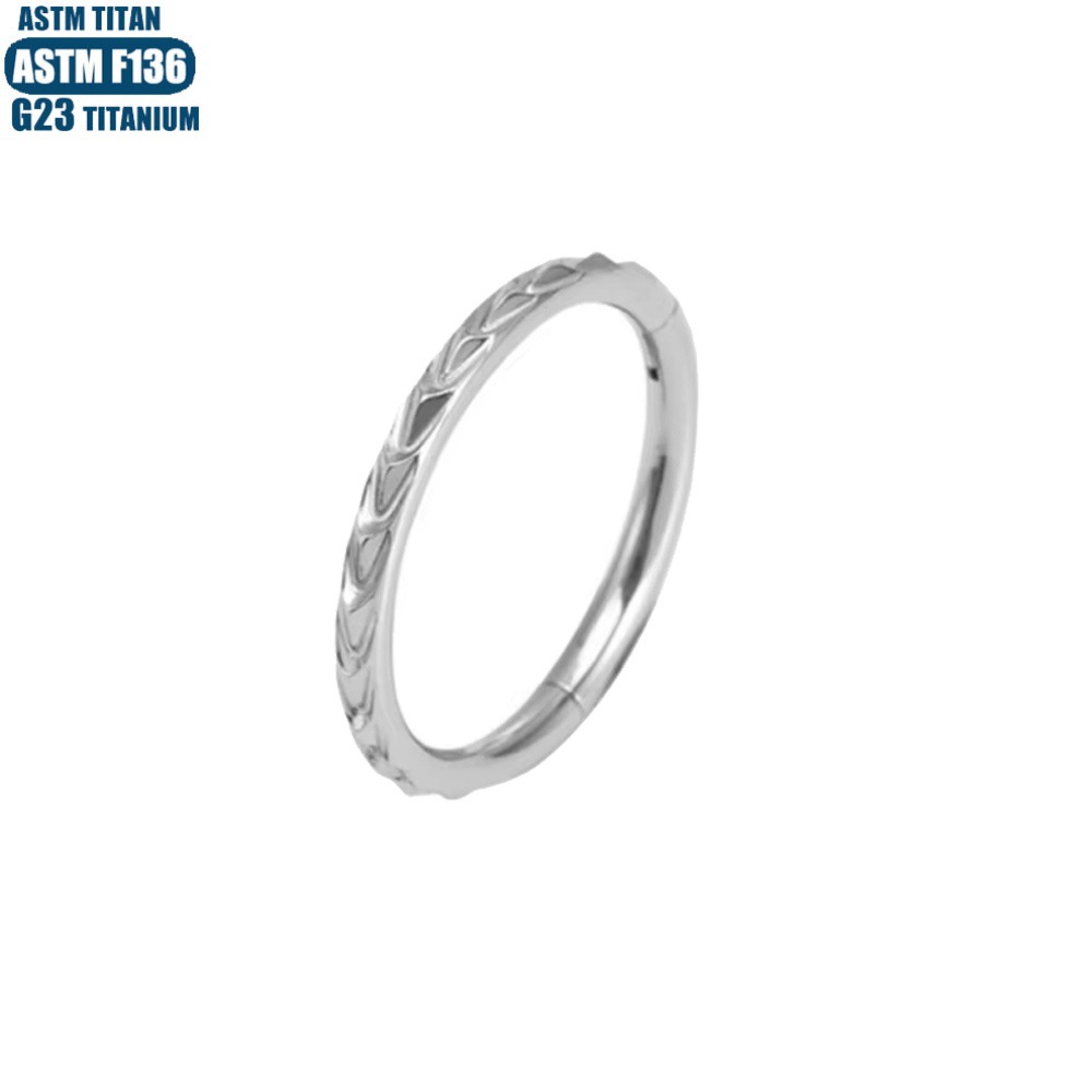 F136 Implant Grade Titanium Alloy Piercing Nose Ring Side Blossoms CNC Carved Nasal Septum Ring Conch Pierced Earrings - Image 3