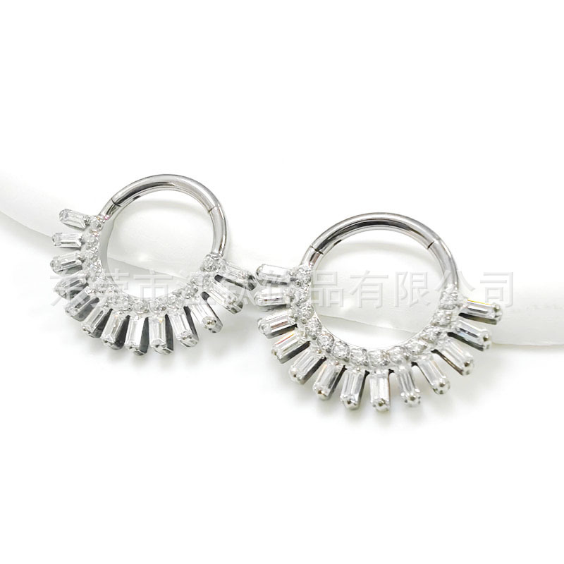 G23 Titanium Nose Ring - 1.2x8mm Closed Mouth Nose Ring with CZ Zircon for Women Men - Seamless Hoop Body Piercing Jewelry - Image 3
