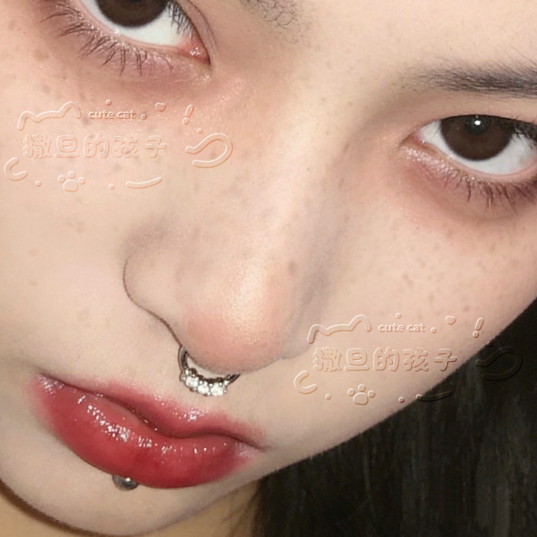 Satan's Children Slavic Aesthetics Nose Ring - 1.2mm Thick 10mm Diameter Septum Hoop, Titanium Steel Nose Stud for Ear Cartilage, Handcrafted Piercing Jewelry - Image 2