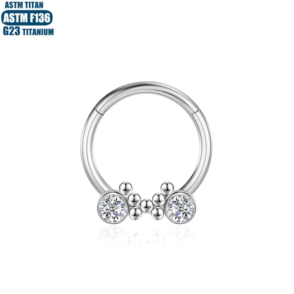 Titanium Nose Ring with Zircon Bead Cluster - Wholesale Septum Ring, Seamless Open Earring for Men and Women - Image 2
