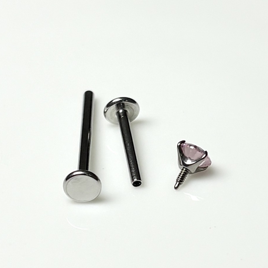 316L Surgical Steel Internally Threaded Lip Nail Replacement Rod for Lip Piercing, 16mm Length, 1.2mm Gauge, Universal Fit - Image 3