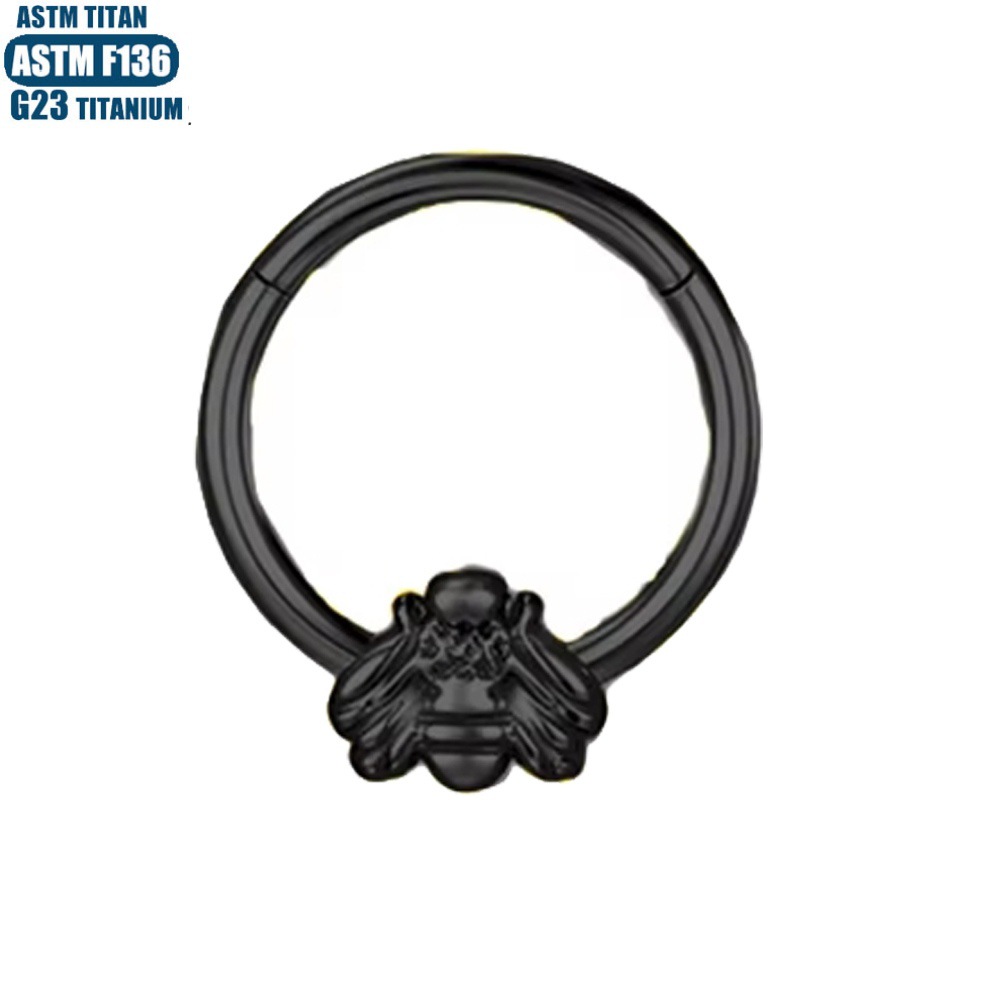 G23 Titanium Alloy Bee Nose Ring Seamless Open Ring Piercing Nasal Septum Ring - Image 4