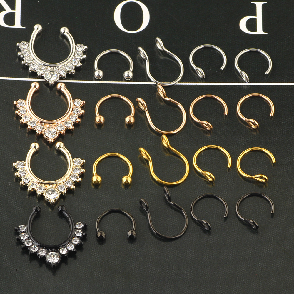 Stainless Steel Nose Ring Clip Set - Fake Piercing Nose Hoop 18Pcs Combo Wholesale - Image 3