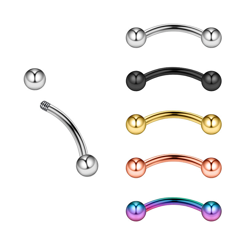 F136 Titanium Alloy Double-Headed External Thread Curved Barbell Ball Eyebrow Nail Tongue Nail Eyebrow Ring Ear Bone Nail G23 Piercing Jewelry - Image 5