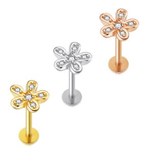 Peach Shape 8mm Rose Gold Stainless Steel Earring Stud Screw Back Cartilage Earrings for Women