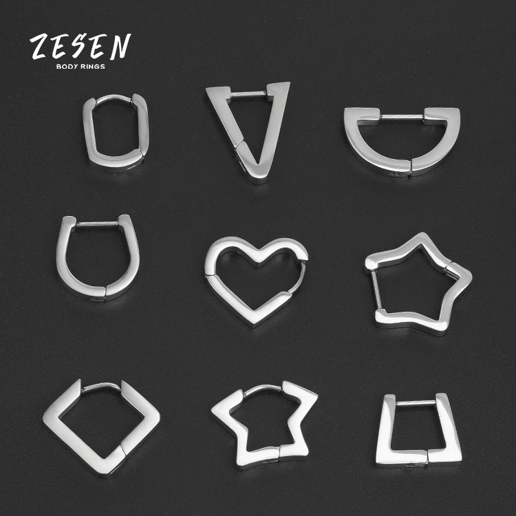 Fashion Geometric Stainless Steel Earring Studs for Men Women Punk Trendy Wholesale Ear Piercing Jewelry - Image 4